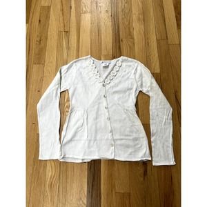 Charabia White Crochet Flower Kid Cardigan (size 10)